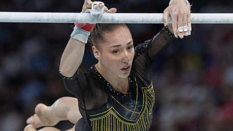 Kaylia Nemour on uneven bars